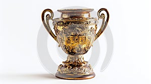 shining gold cup trophy captured in a pristine white setting