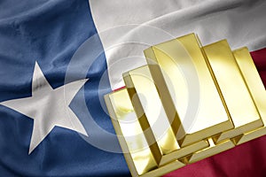 Shining golden bullions on the texas state flag