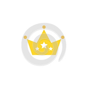 Shining Golden crown with stars Icon. Vector Flat illustrationisolated on white