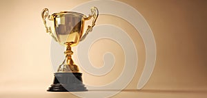 The shining golden trophy representing success and achievement in competitions. AI generated image