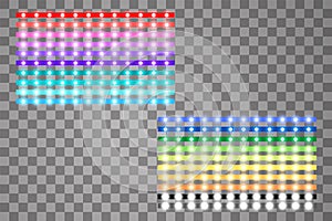 Shining led vector stripes, neon illumination on transparent background