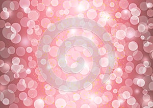 Shining Lights Bokeh and Golden Glitters in Pink Gradient Background