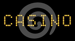 Shining retro casino sign in lights, vintage light bulb sign, isolated on black background, vector illustration.