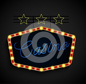 Shining retro light banner on black background