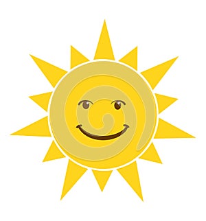 Shining smiling sun icon cartoon isolated on white
