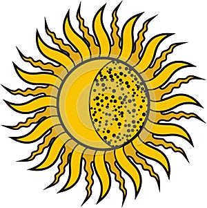 Shining solar eclipse vector tattoo