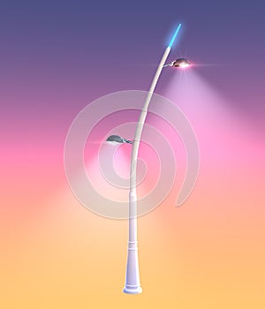 Shining street lamp in colorful sky - 3d illustration