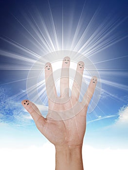 Shining sun at clear blue sky