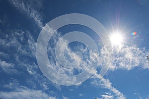 Shining sun with clouds