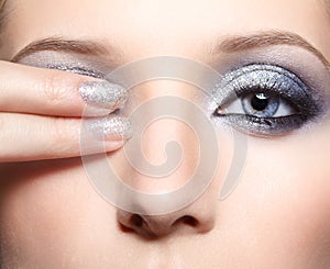 Shining woman face makeup