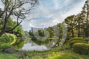 Shinji Pond in the public garden of Hibiya Park bordering the so photo