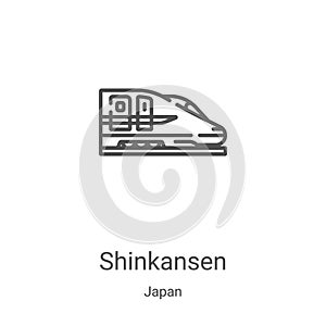 shinkansen icon vector from japan collection. Thin line shinkansen outline icon vector illustration. Linear symbol for use on web