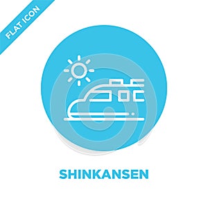 shinkansen icon vector. Thin line shinkansen outline icon vector illustration.shinkansen symbol for use on web and mobile apps,