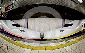 Shinkansen kiss in Ueno station, Japan