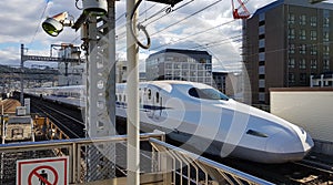 Shinkansen N700 X71 Arriving at the Kyoto Station