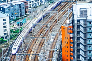 Shinkansen and Sendai townscape from AER Lookout