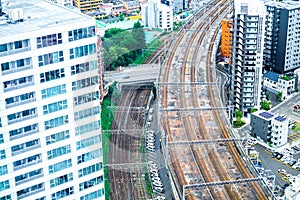 Shinkansen and Sendai townscape from AER Lookout photo