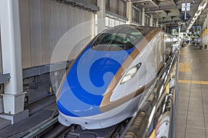 Shinkansen train at Kanazawa Station, Japan