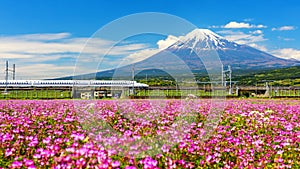 Shinkanzen or Bullet train with Mt. Fuji