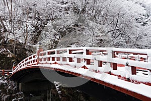 Shinkyo Bridge in Nikko, Japan in winter