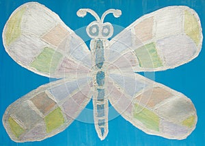 Shinning dragonfly painting with mother of pearl paints