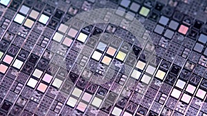 Shinning light over 6` silicon wafer. Macro