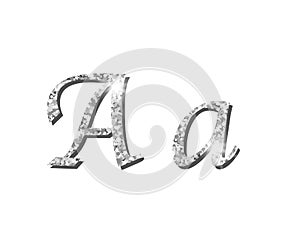 Shinning silver luxury typographic alphabet fonts
