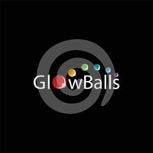 Shinning wordmark glow ball logo icon vector template