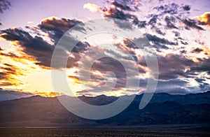 Shinny cloud of sunset in Death Valley