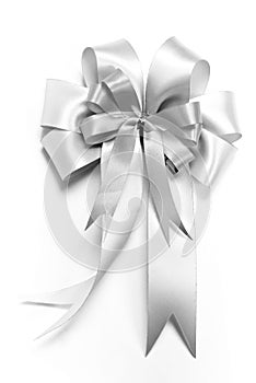 Shinny silver ribbon bow for gift box