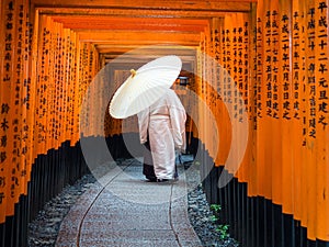 Shinto Priest in Fushimi-Inari-Taisha Shrine