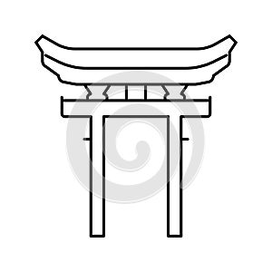 shinto religion line icon vector illustration