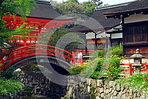 Shinto shrine with bridge