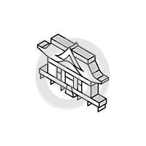 shinto shrine building shintoism isometric icon vector illustration