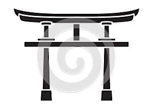 Shinto shrine gate or torii flat vector icon for apps or websites