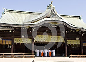 Shinto Temple With Priests photo