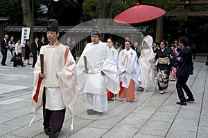 Shinto wedding ceremony at Meiji shrine in Tokyo