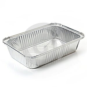 Aluminum foil container isolated on white background photo