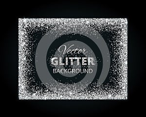 Shiny background with silver glitter frame and space for text