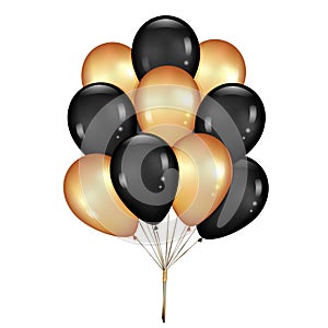 Shiny Balloons Bunch Set Isolated on White Background. Vector illustration. Elements for Black Friday Sale Poster