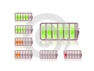 Shiny battery icon set