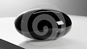 Object has a smooth reflective surface that mirrors the surrounding