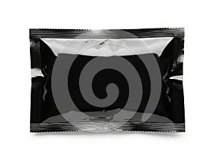 Shiny black rectangular object isolated on white background