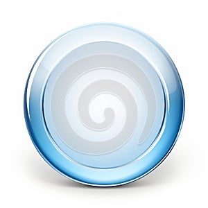 a shiny blue button on a white background