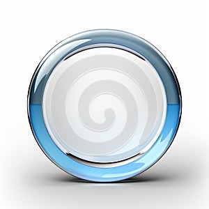 a shiny blue button on a white background