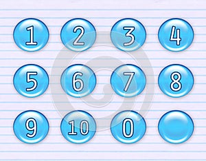 Shiny blue number icons