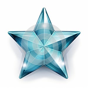 a shiny blue star on a white background