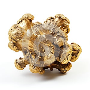 A shiny botryoidal structure nugget with a smooth, rounded surface, isolated on a white background, Ai Generated photo