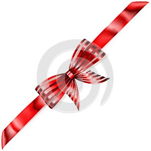 Shiny bow with diagonally ribbon