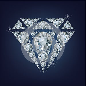 Shiny bright diamond symbol made a lot of diamonds